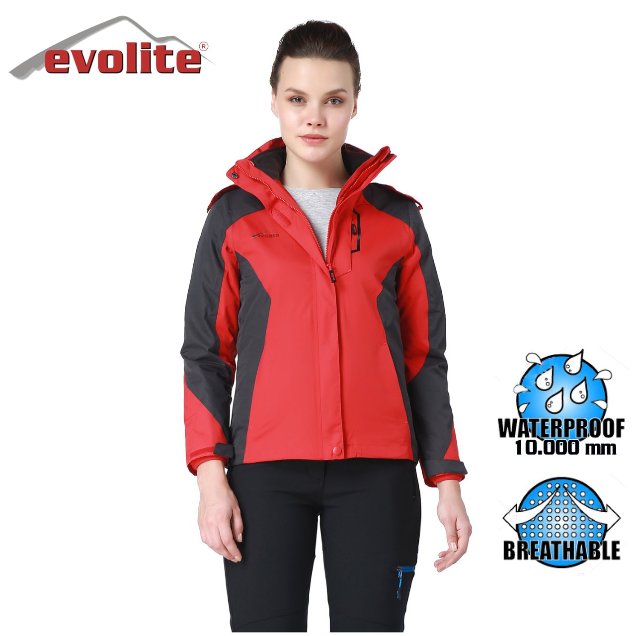 Evolite Women's Diva 3in1 Jacket Grey/Red